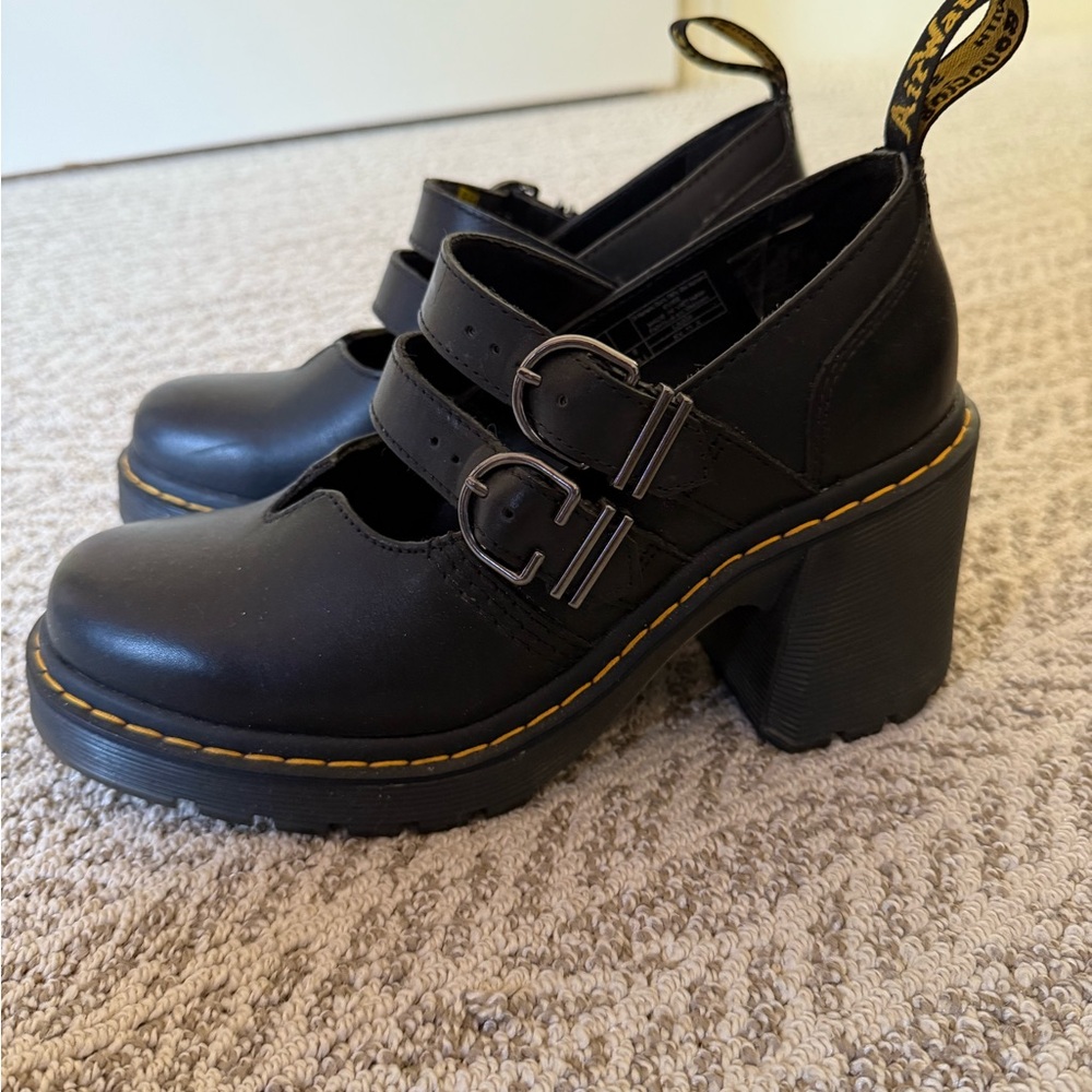 Dr. Martens Eviie Black Chunky Heel Mary Jane Shoes